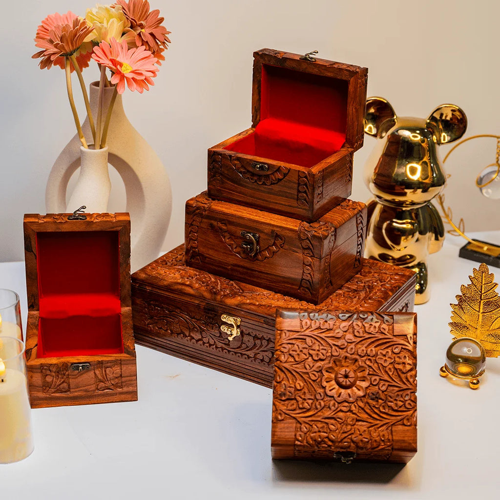 Jewellery Box - Medium Rectangle 4 Flower