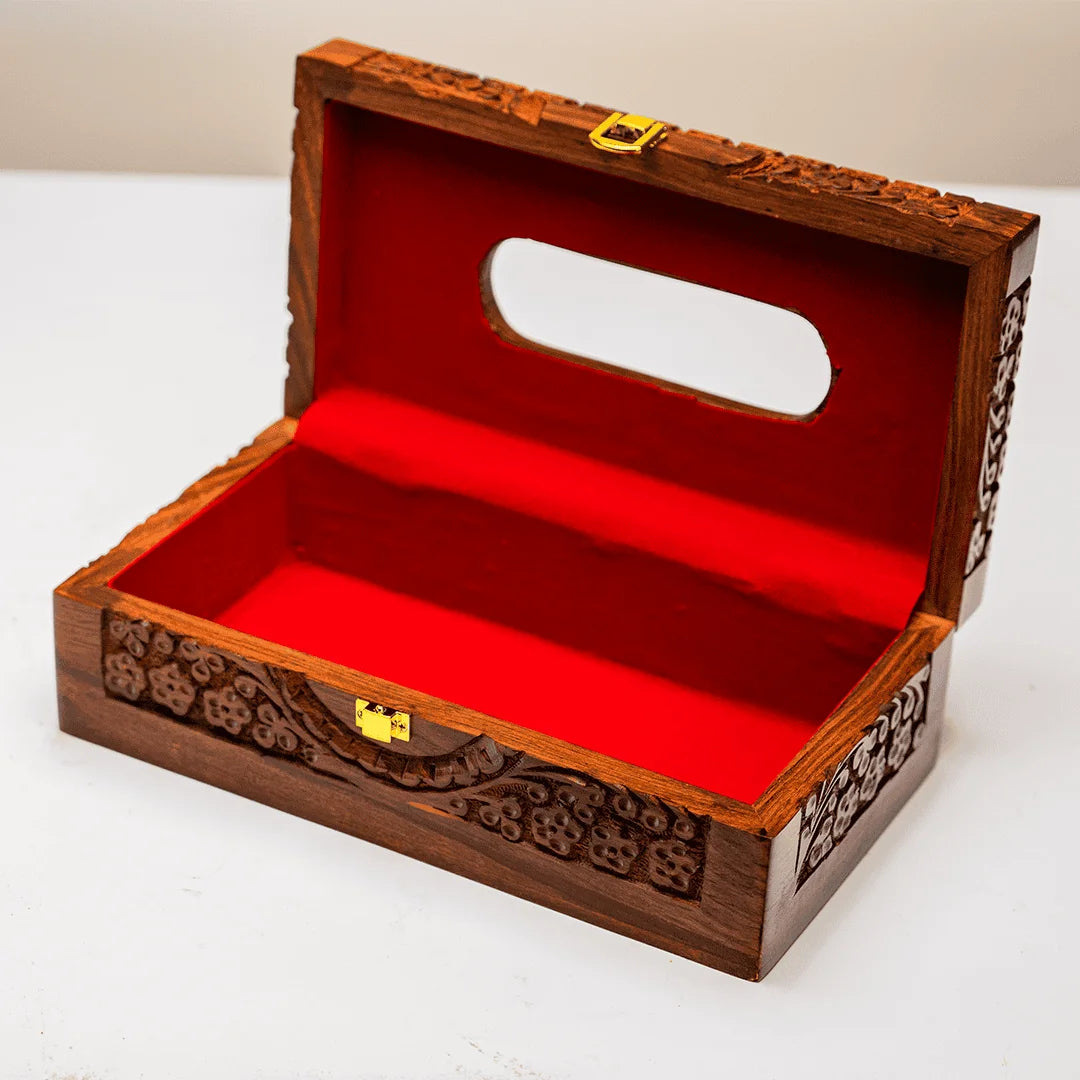Tissue Box Full Carved Embroidery