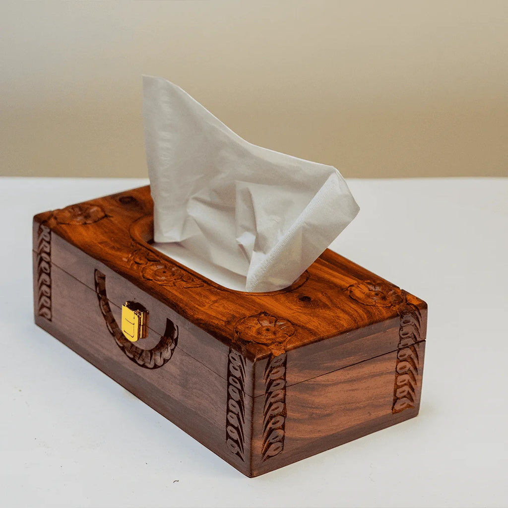 Tissue Box Half Carved Embroidery