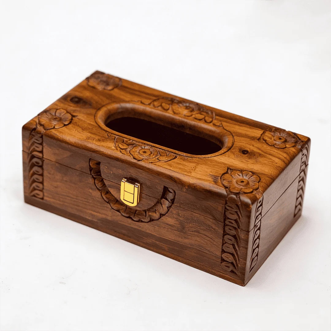 Tissue Box Half Carved Embroidery