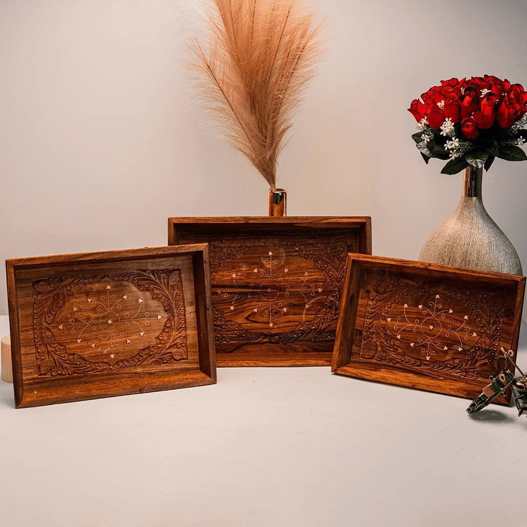 Wooden Tray Set