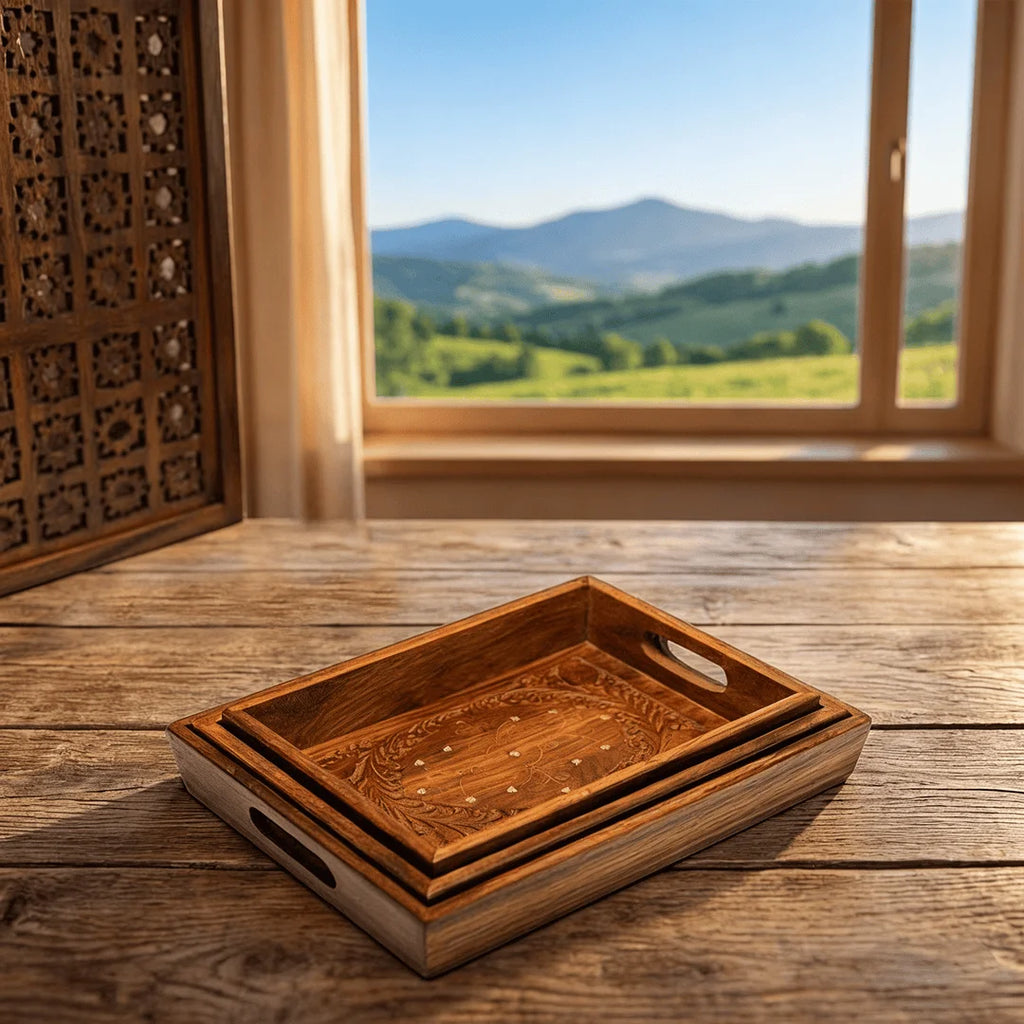 Wooden Tray Set