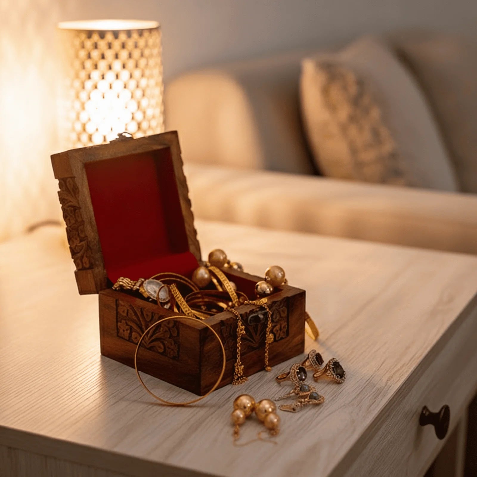 Jewellery Box - Small Full Carving Embroidery