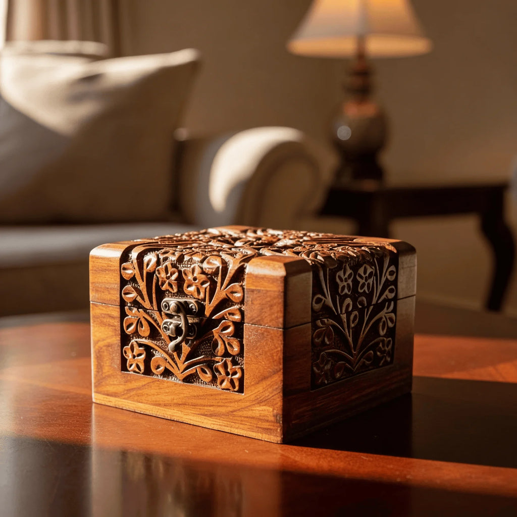 Jewellery Box - Small Full Carving Embroidery