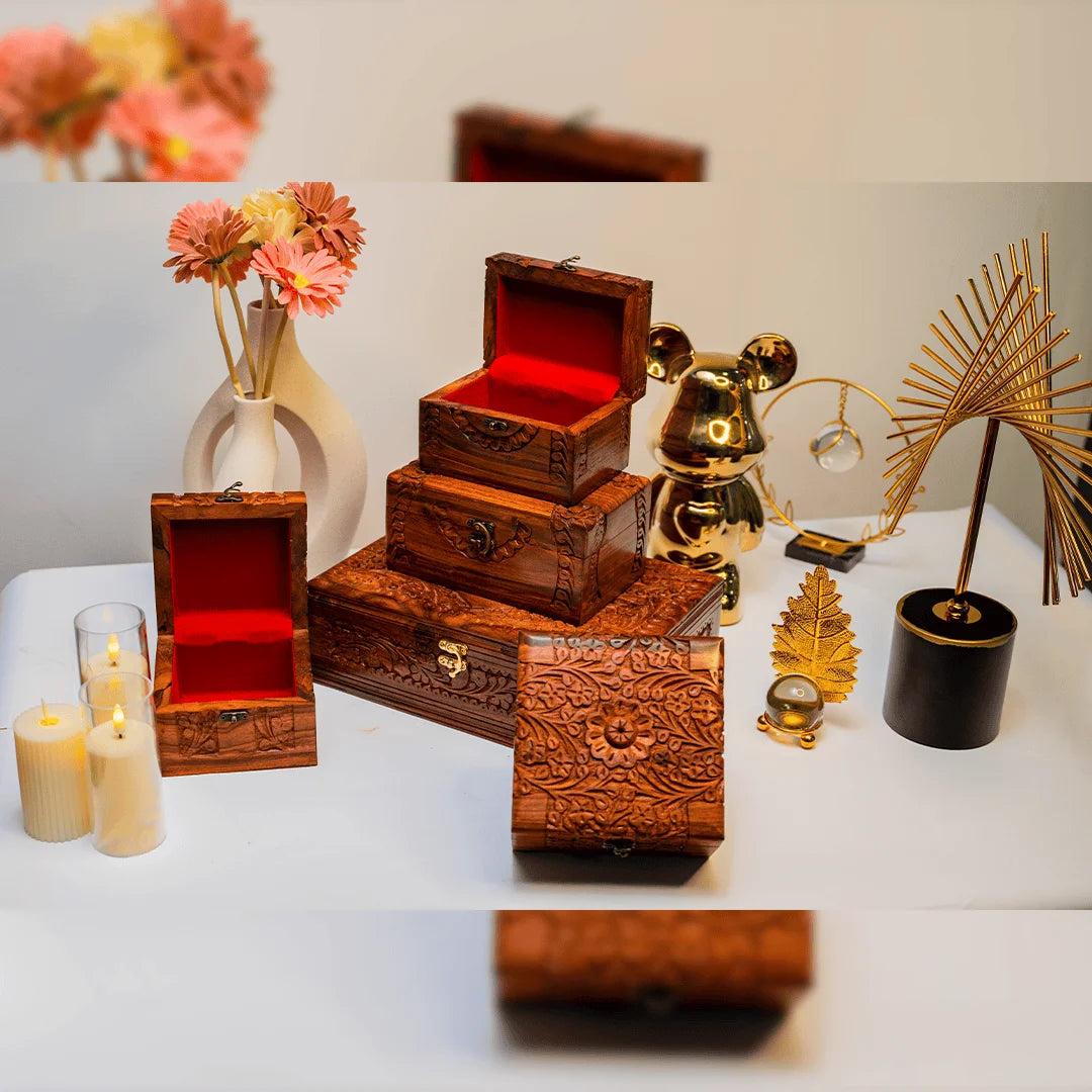 Jewellery Box - Small Full Carving Embroidery